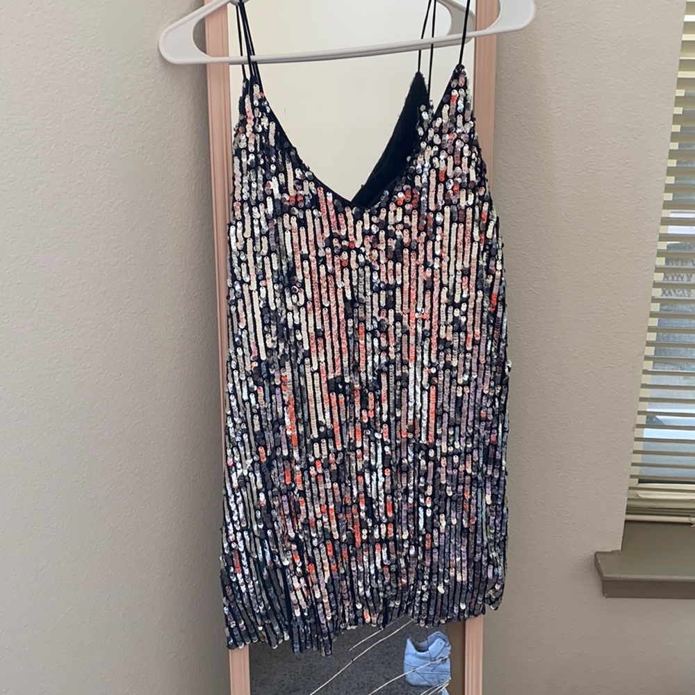 Oh Polly sequin dress disco black
